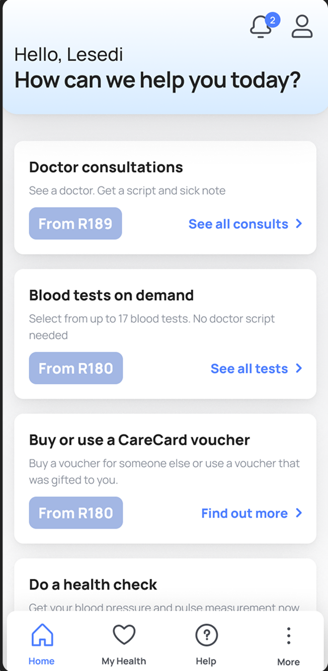 CareCard redeem step 2